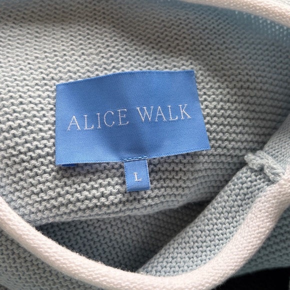 Alice Walk The Cotton Mock Neck ICE BLUE Peruvian cotton Roll Sleeve Sz L - Picture 8 of 15